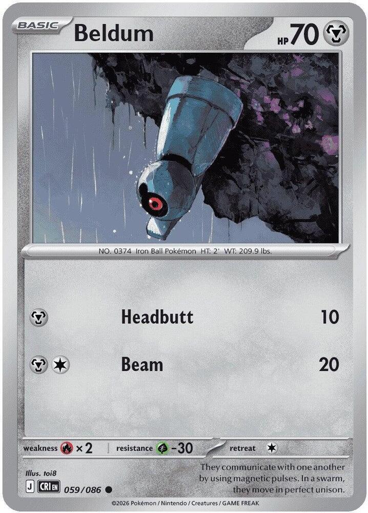 Beldum 059/086 (ME04: Chaos Rising)  - Reverse Holofoil | Good Games Adelaide SA