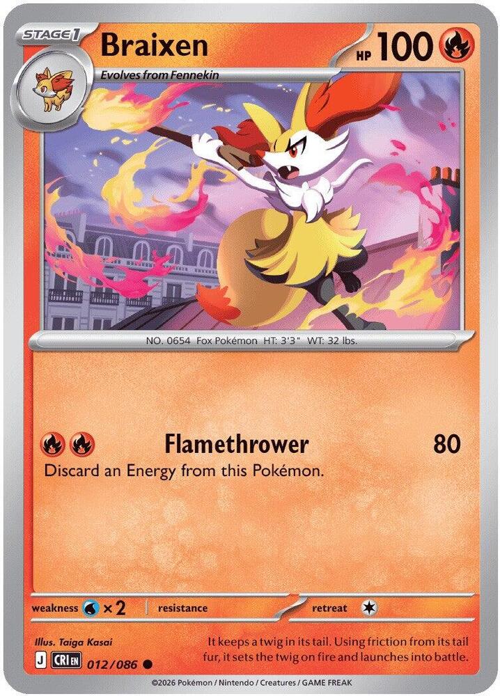 Braixen 012/086 (ME04: Chaos Rising)  - Reverse Holofoil | Good Games Adelaide SA