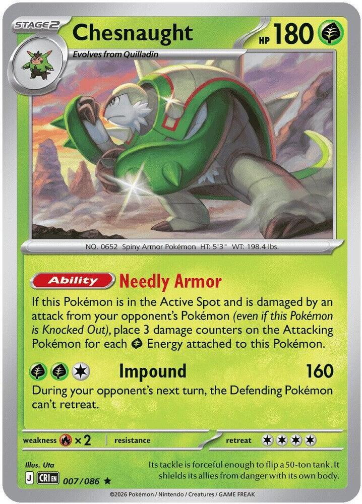 Chesnaught 007/086 (ME04: Chaos Rising)  - Reverse Holofoil | Good Games Adelaide SA