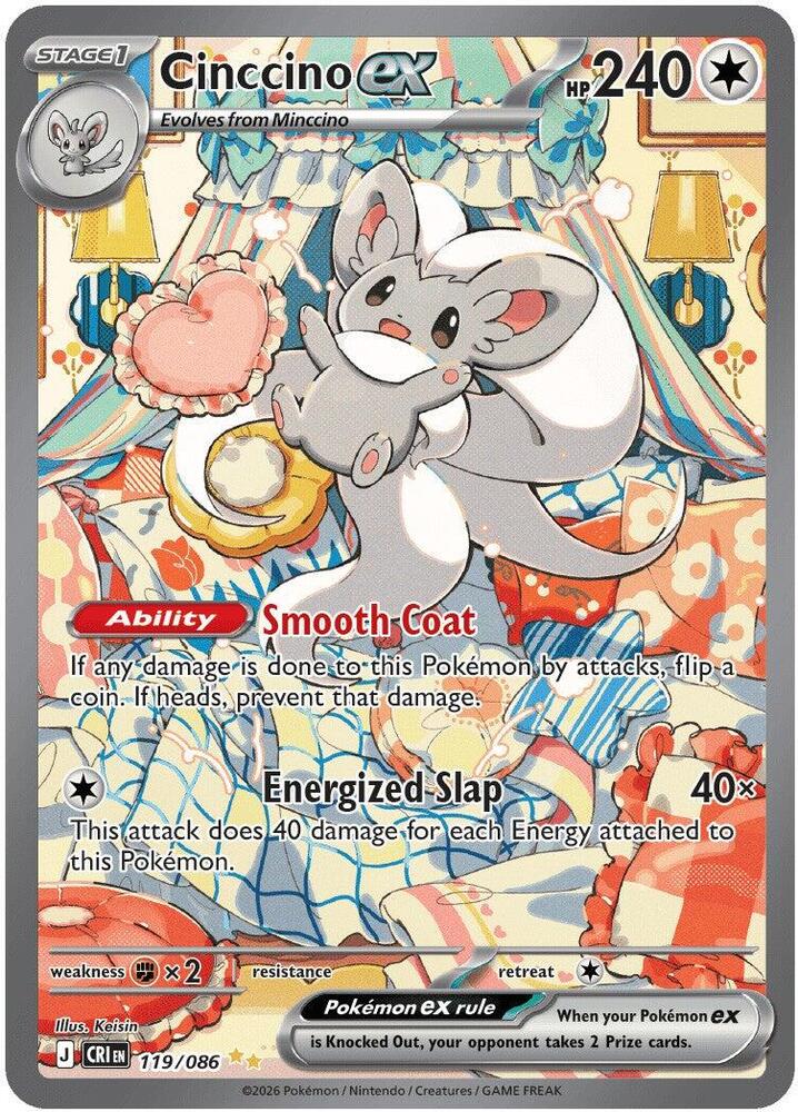 Cinccino ex 119/086 (ME04: Chaos Rising)  - Holofoil | Good Games Adelaide SA