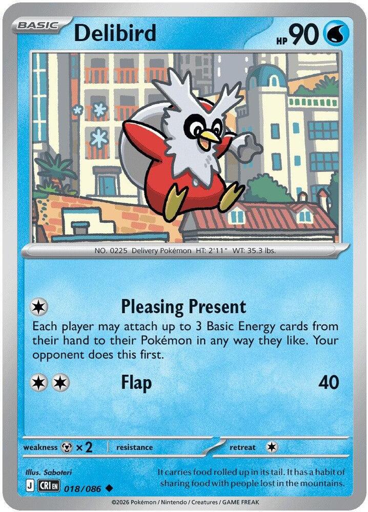 Delibird 018/086 (ME04: Chaos Rising)  - Reverse Holofoil | Good Games Adelaide SA