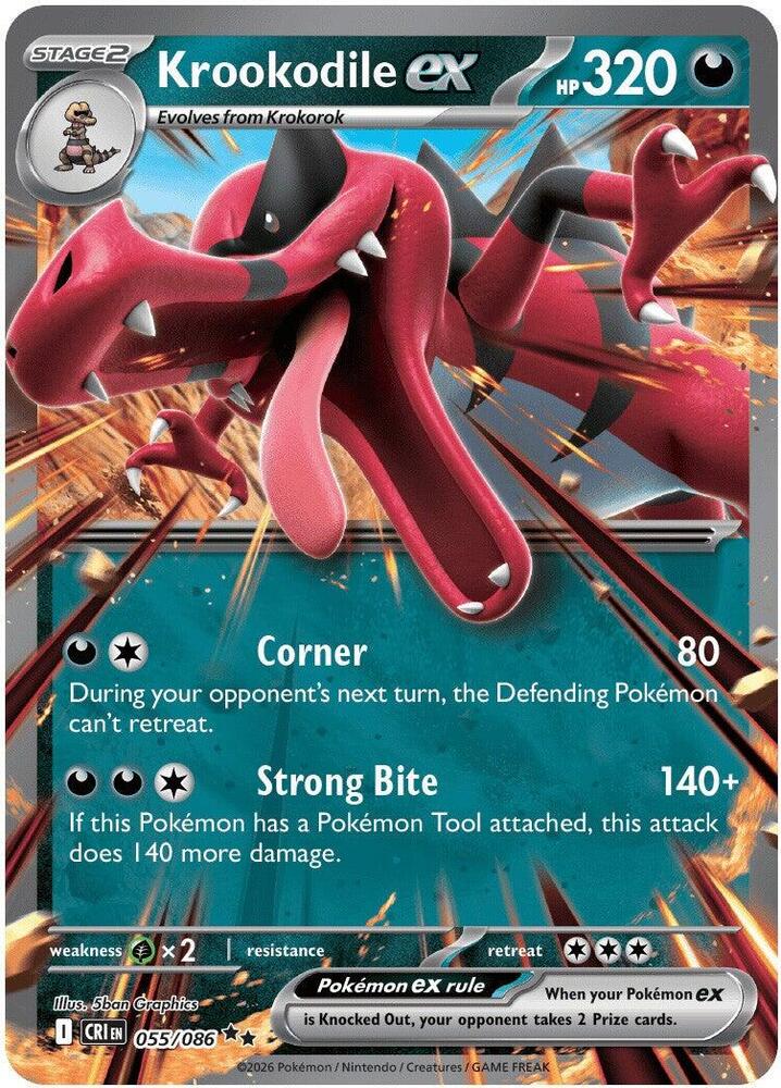 Krookodile ex 055/086 (ME04: Chaos Rising)  - Holofoil | Good Games Adelaide SA