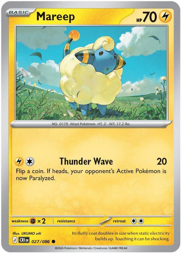 Mareep 027/086 (ME04: Chaos Rising)  - Reverse Holofoil | Good Games Adelaide SA