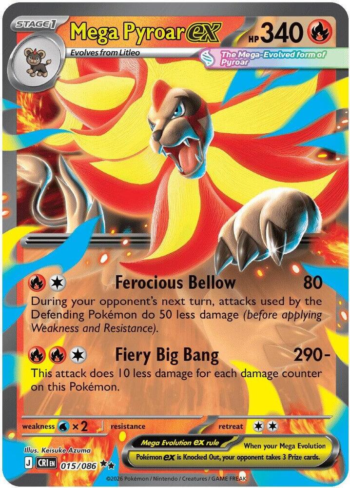 Mega Pyroar ex 015/086 (ME04: Chaos Rising)  - Holofoil | Good Games Adelaide SA