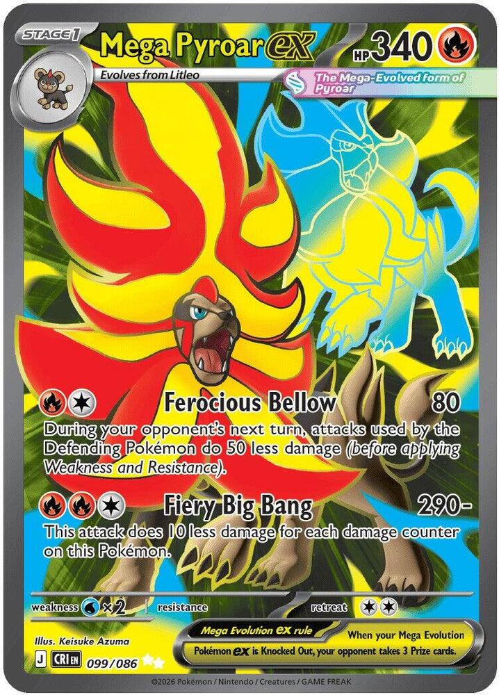 Mega Pyroar ex 099/086 (ME04: Chaos Rising)  - Holofoil | Good Games Adelaide SA