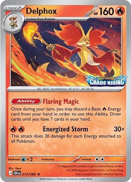Delphox 013 086 Chaos Rising Stamped 013/086 (Miscellaneous Cards & Products)  - Holofoil | Good Games Adelaide SA