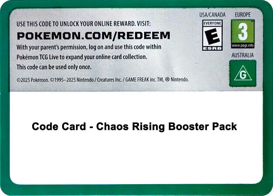 Code Card Chaos Rising Booster Pack  (ME04: Chaos Rising)  | Good Games Adelaide SA
