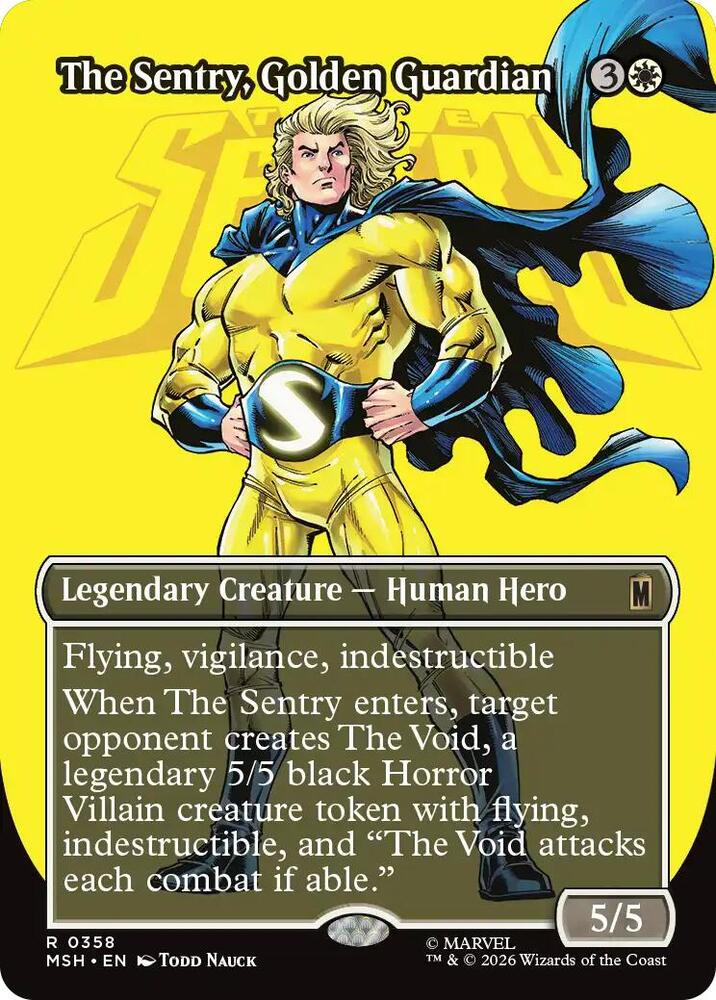 The Sentry Golden Guardian Borderless 358 (Marvel Super Heroes)  - Foil | Good Games Adelaide SA