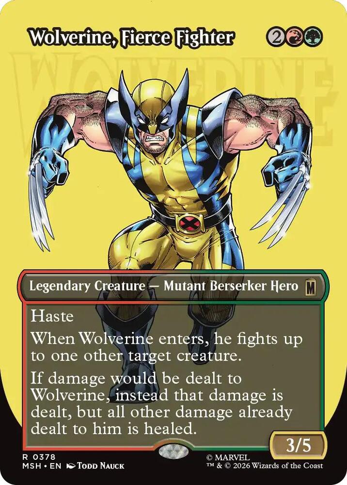 Wolverine Fierce Fighter Borderless 378 (Marvel Super Heroes)  - Foil | Good Games Adelaide SA