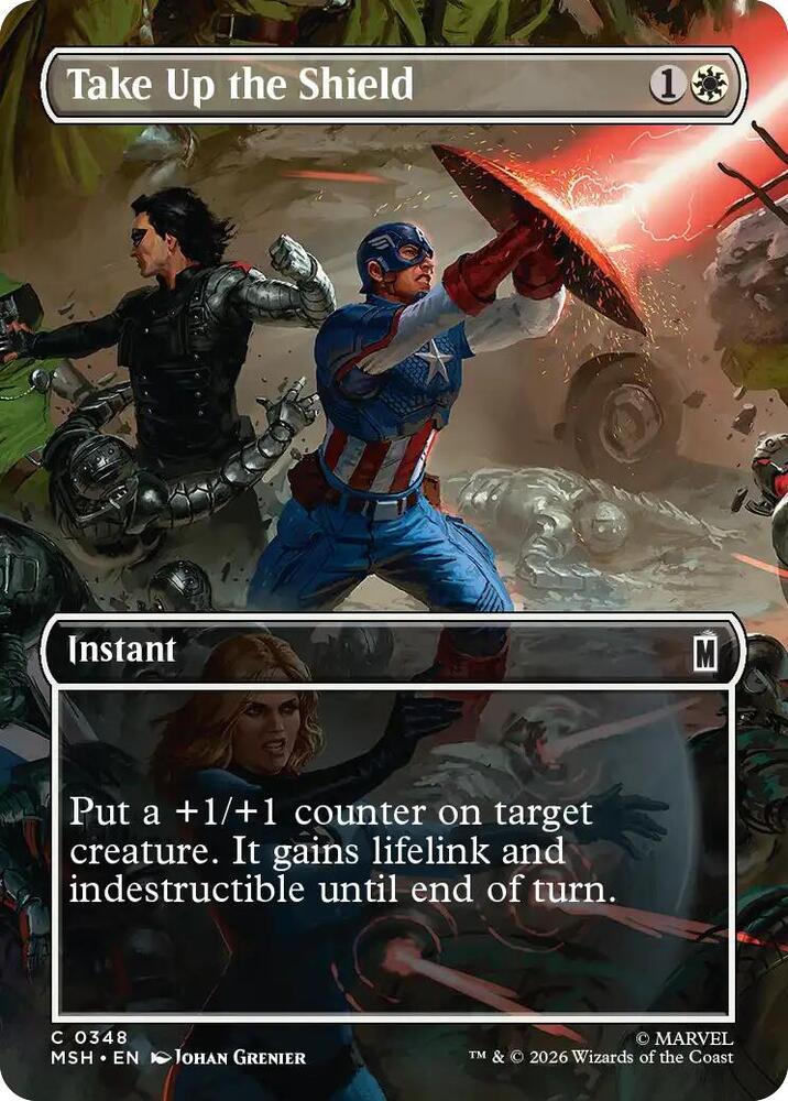 Take Up the Shield Borderless 348 (Marvel Super Heroes)  - Foil | Good Games Adelaide SA