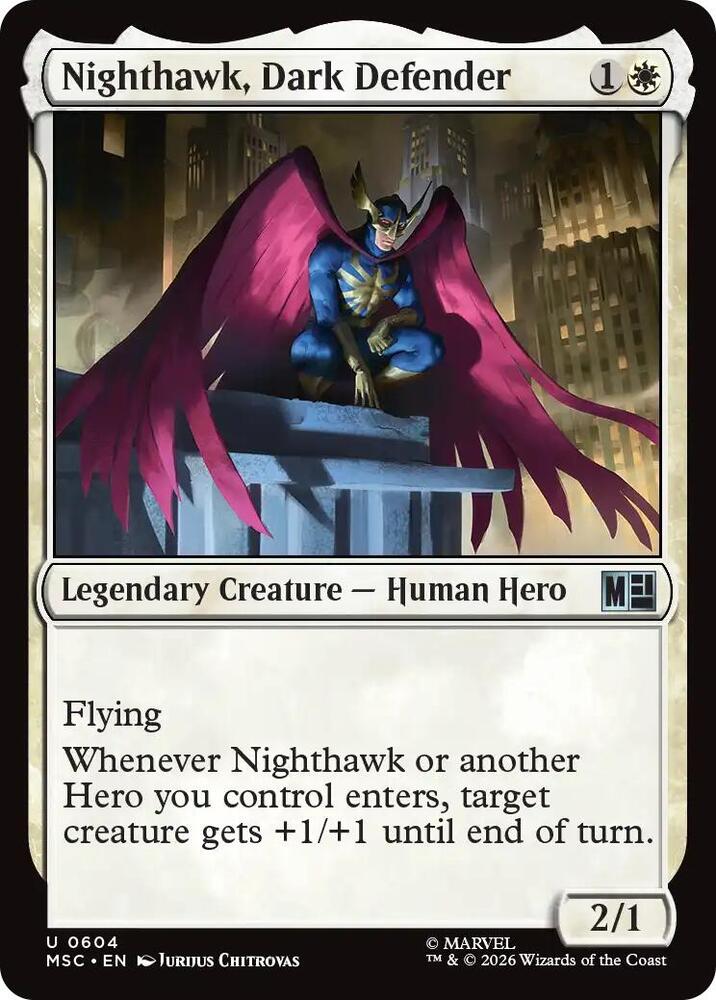 Nighthawk Dark Defender 604 (Commander: Marvel Super Heroes)  - Foil | Good Games Adelaide SA