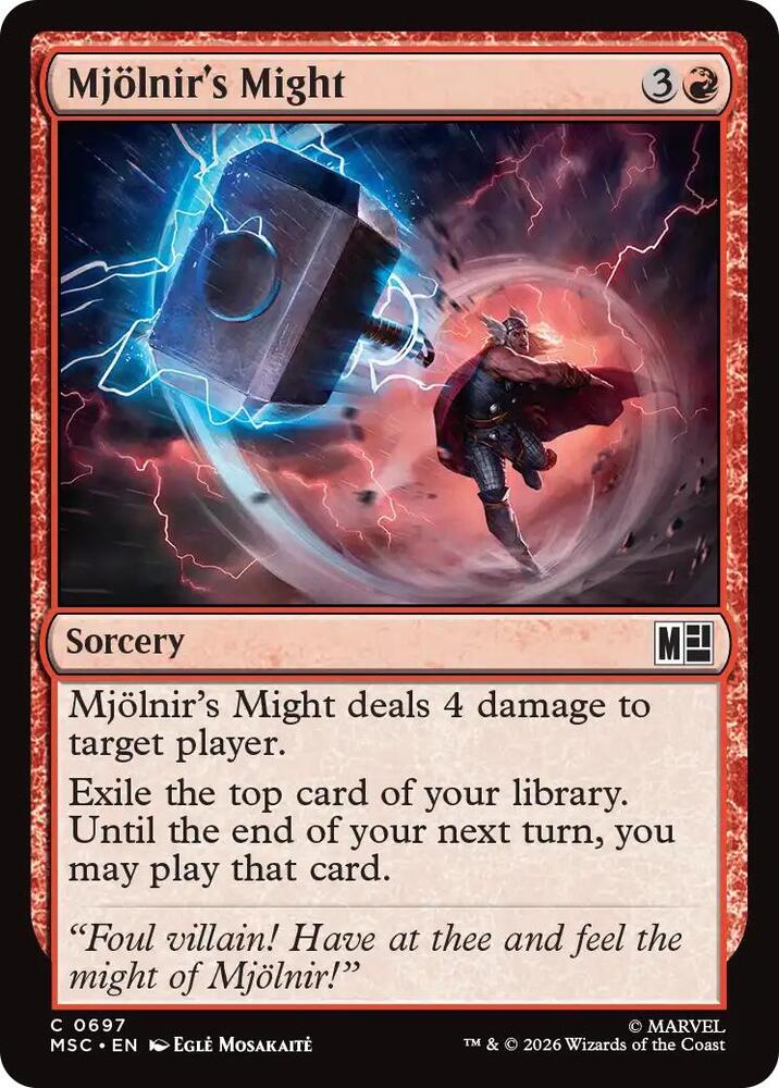 Mjollnirs Might 697 (Commander: Marvel Super Heroes)  - Foil | Good Games Adelaide SA