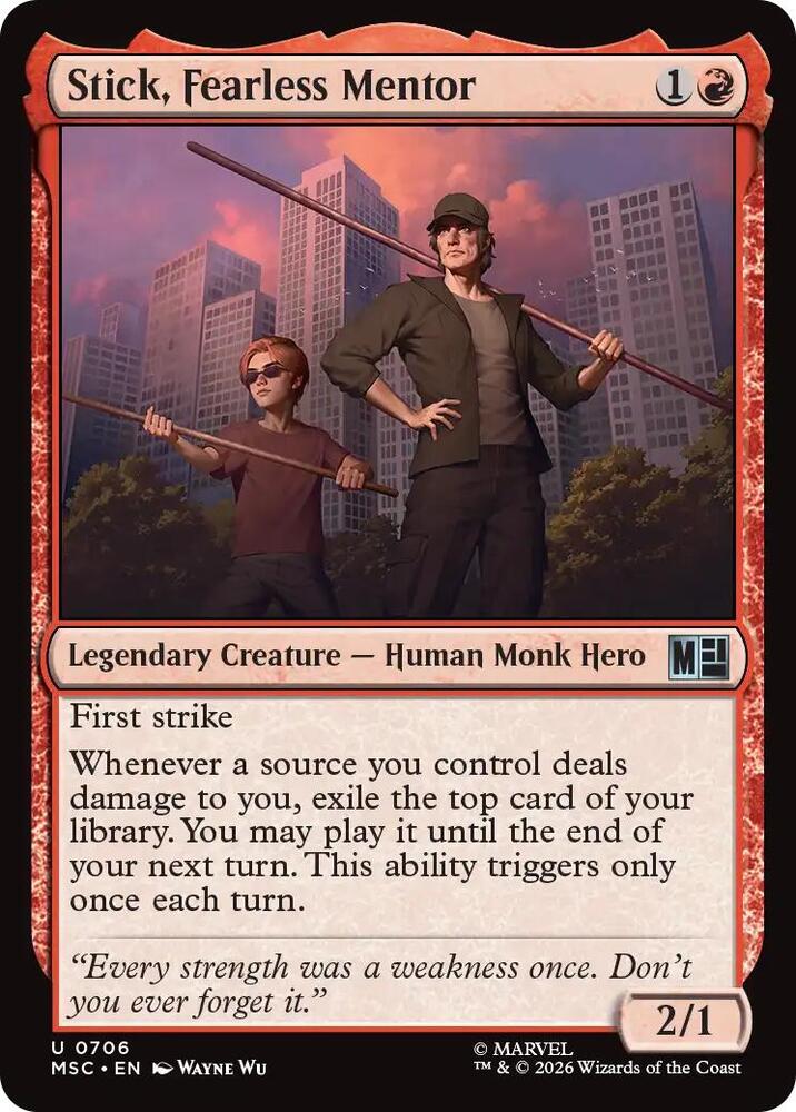 Stick Fearless Mentor 706 (Commander: Marvel Super Heroes)  - Foil | Good Games Adelaide SA