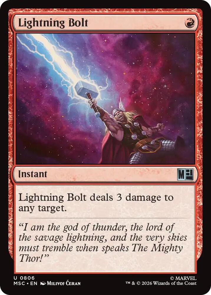 Lightning Bolt 806 (Commander: Marvel Super Heroes)  - Foil | Good Games Adelaide SA