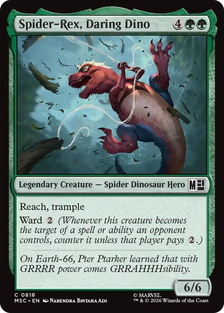 Spider Rex Daring Dino 818 (Commander: Marvel Super Heroes)  - Foil | Good Games Adelaide SA
