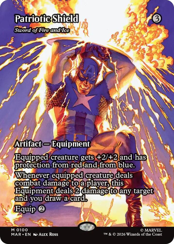 Patriotic Shield Sword of Fire and Ice Borderless 100 (Marvel Universe Eternal-Legal)  | Good Games Adelaide SA