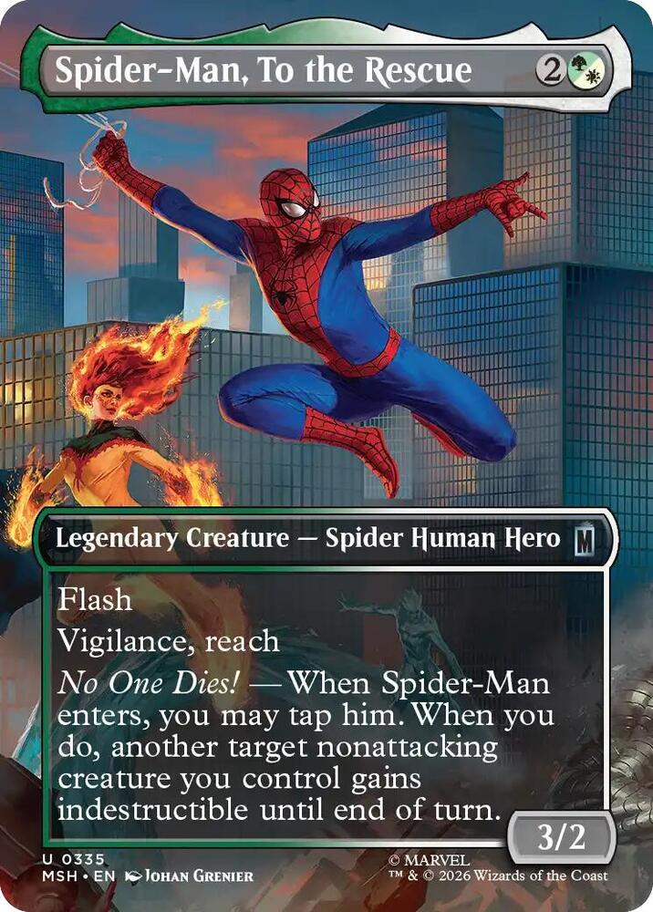 Spider Man To the Rescue Borderless 228 (Marvel Super Heroes)  - Foil | Good Games Adelaide SA