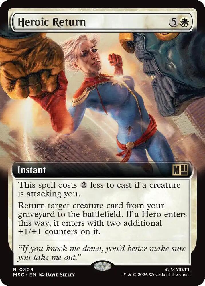 Heroic Return Extended Art 309 (Commander: Marvel Super Heroes)  - Extended Art | Good Games Adelaide SA