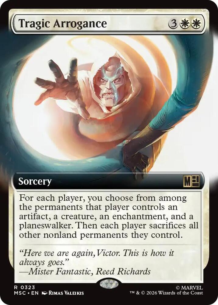 Tragic Arrogance Extended Art 323 (Commander: Marvel Super Heroes)  - Extended Art | Good Games Adelaide SA