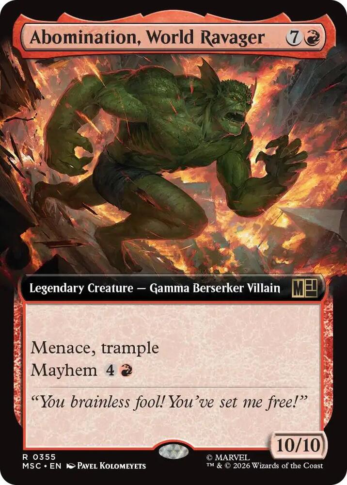 Abomination World Ravager Extended Art 355 (Commander: Marvel Super Heroes)  | Good Games Adelaide SA