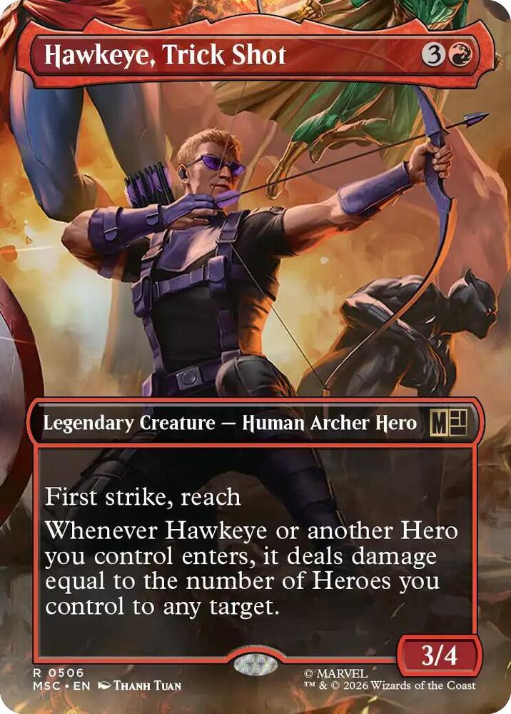 Hawkeye Trick Shot Borderless 506 (Commander: Marvel Super Heroes)  | Good Games Adelaide SA