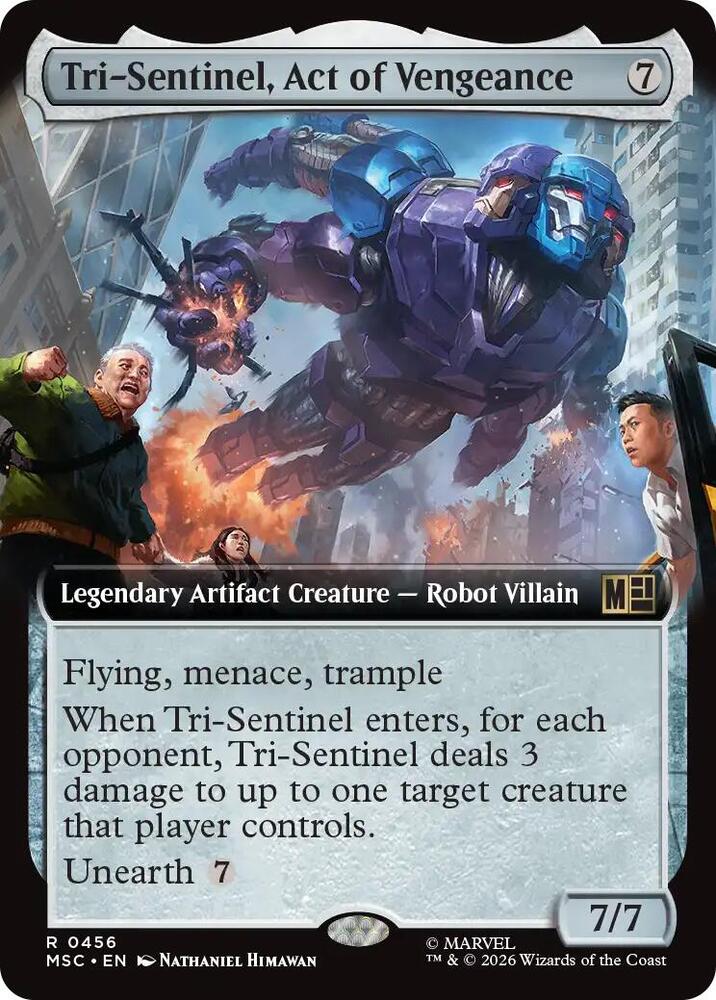Tri Sentinel Act of Vengeance Extended Art 456 (Commander: Marvel Super Heroes)  - Extended Art | Good Games Adelaide SA