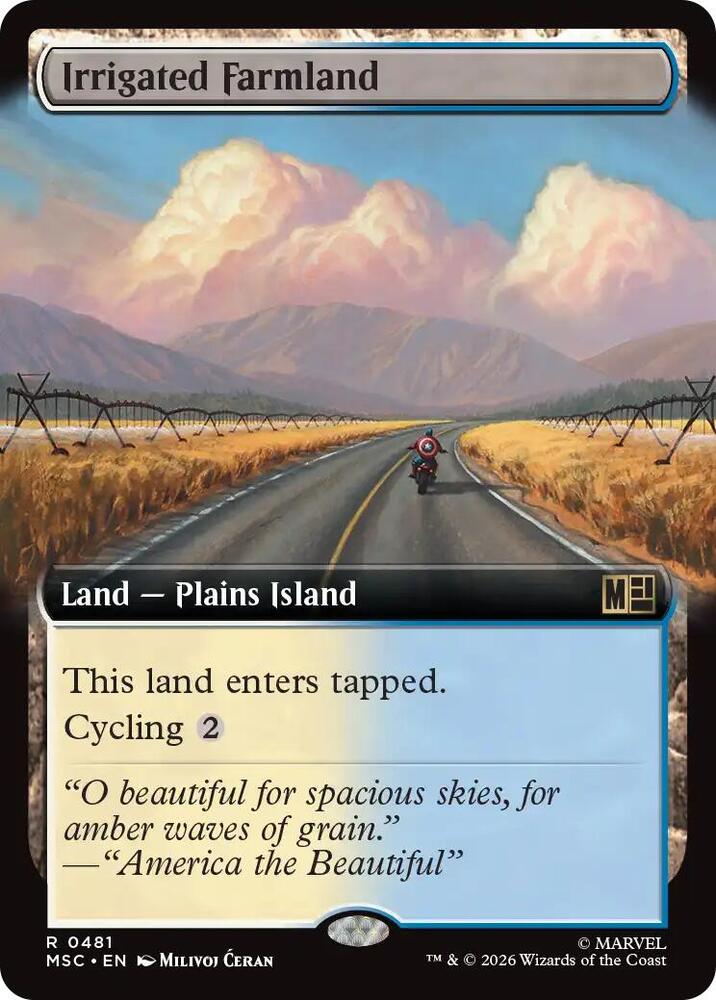 Irrigated Farmland Extended Art 481 (Commander: Marvel Super Heroes)  - Extended Art | Good Games Adelaide SA