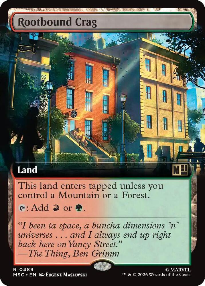 Rootbound Crag Extended Art 489 (Commander: Marvel Super Heroes)  - Extended Art | Good Games Adelaide SA