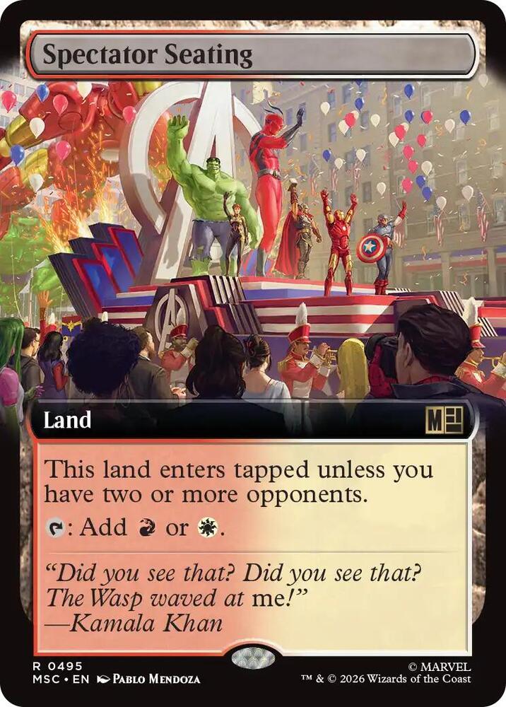 Spectator Seating Extended Art 495 (Commander: Marvel Super Heroes)  - Extended Art | Good Games Adelaide SA