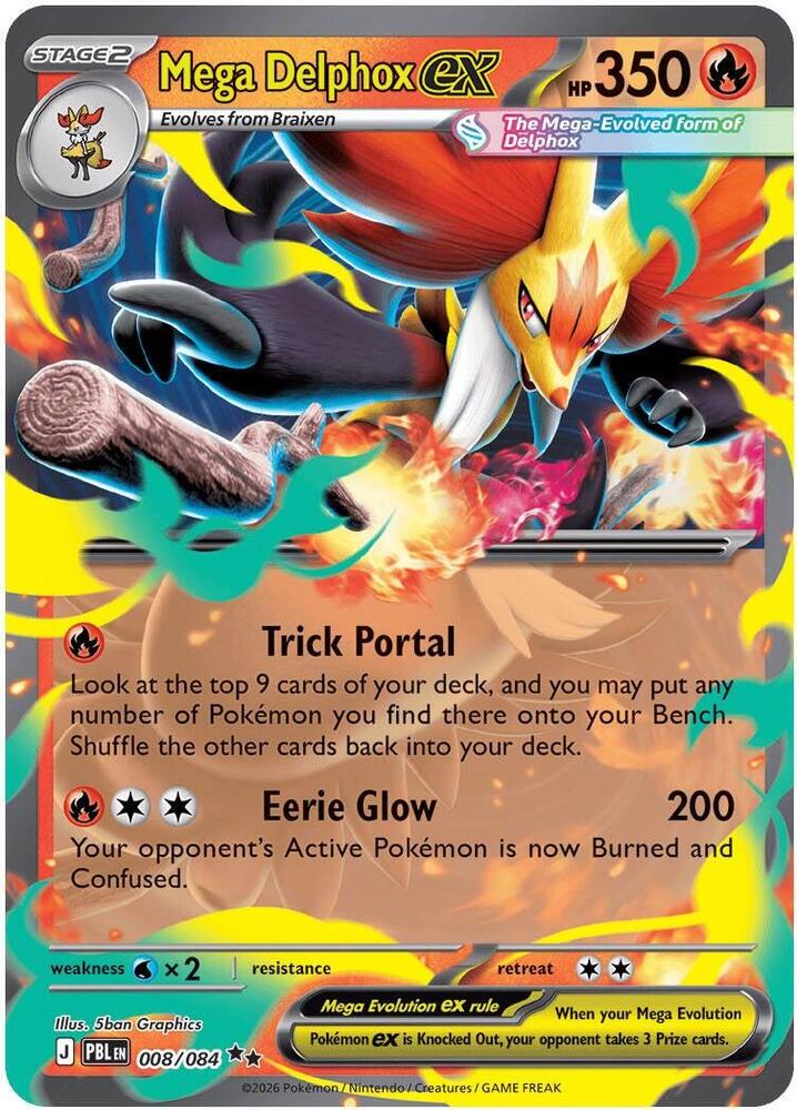 Mega Delphox ex 008/084 (ME05: Pitch Black)  - Holofoil | Good Games Adelaide SA