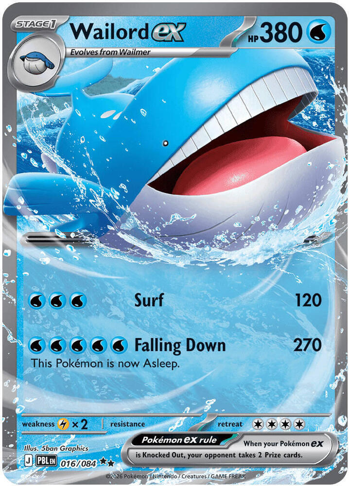 Wailord ex 016/084 (ME05: Pitch Black)  - Holofoil | Good Games Adelaide SA