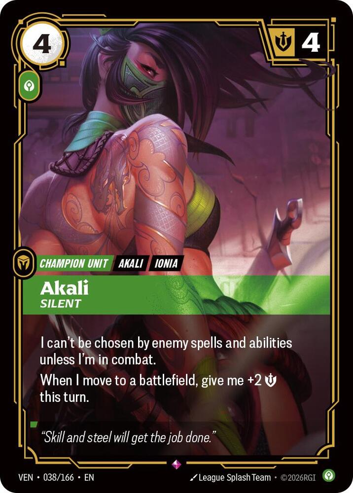 Akali - Silent 038/166 (Vendetta)  - Foil | Good Games Adelaide SA