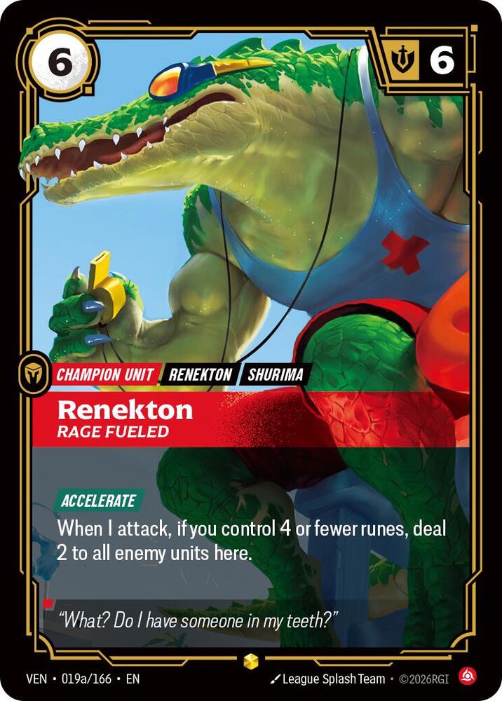 Renekton - Rage Fueled 019a/166 (Vendetta)  - Foil | Good Games Adelaide SA