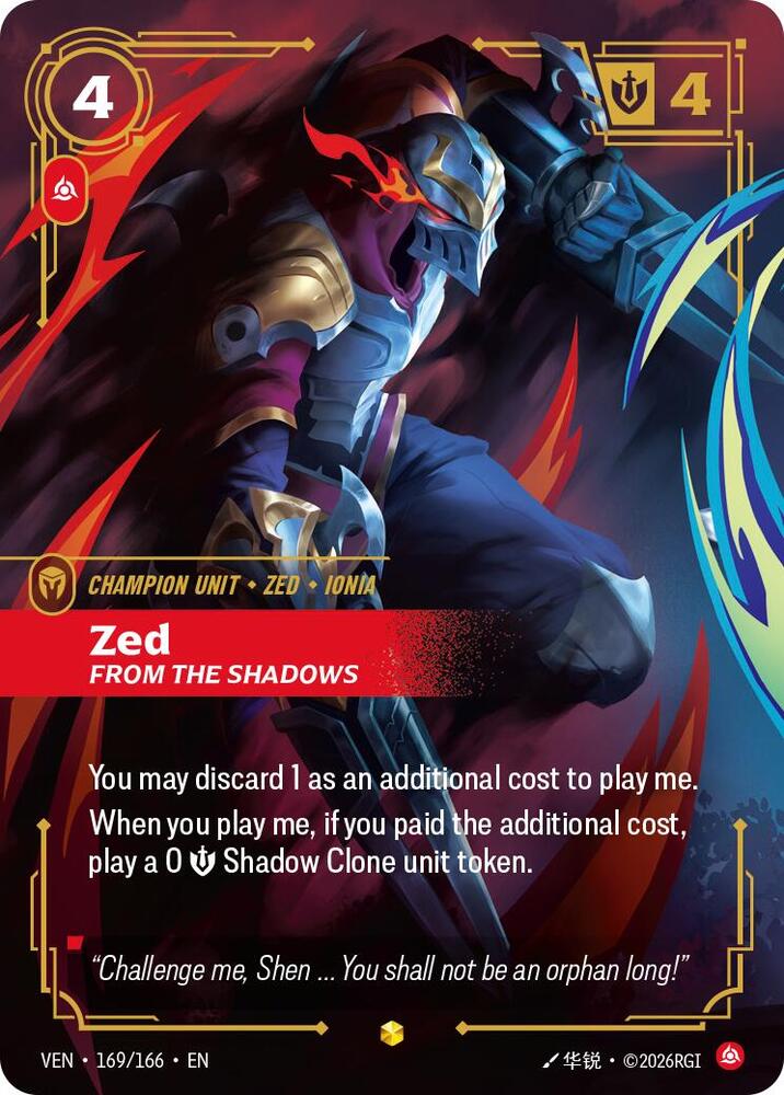 Zed - From the Shadows 169/166 (Vendetta)  - Foil | Good Games Adelaide SA
