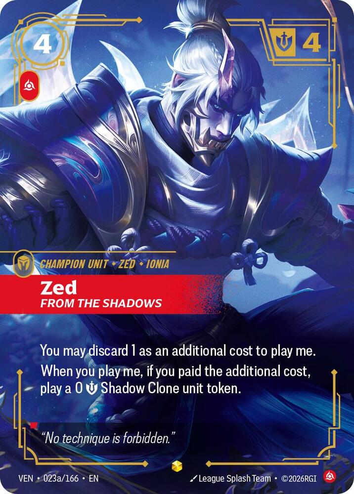 Zed - From the Shadows 023a/166 (Vendetta)  - Foil | Good Games Adelaide SA