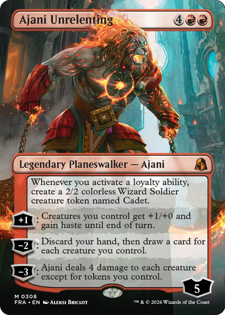 Ajani Unrelenting 308 (Reality Fracture)  - Borderless Foil | Good Games Adelaide SA