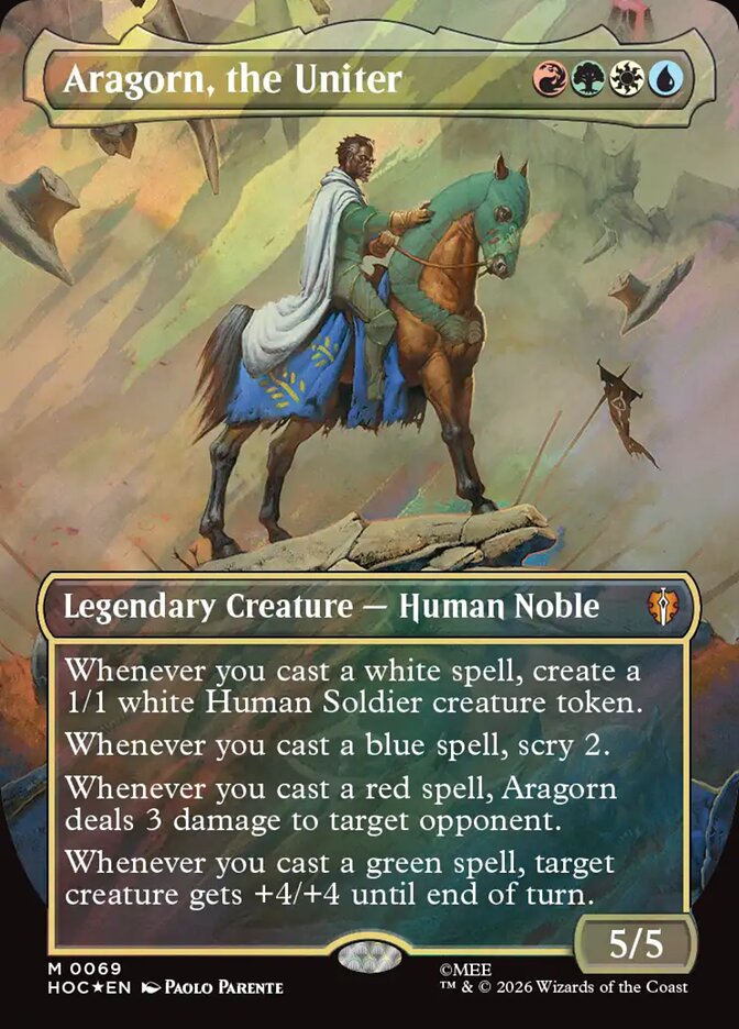 Aragorn, the Uniter 69 (The Hobbit: Eternal-Legal)  - Borderless Surge Foil | Good Games Adelaide SA