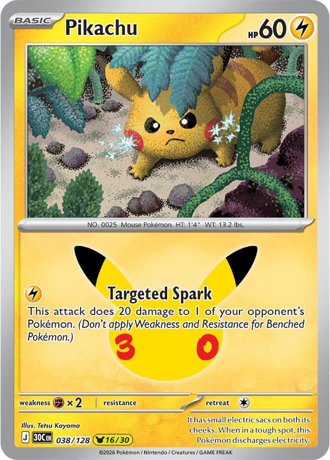 Pikachu 038/128 (ME: 30th Celebration)  - Holofoil | Good Games Adelaide SA