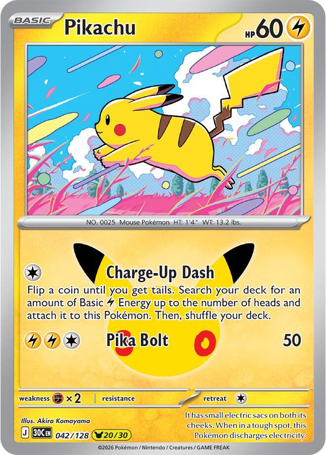 Pikachu 042/128 (ME: 30th Celebration)  - Holofoil | Good Games Adelaide SA