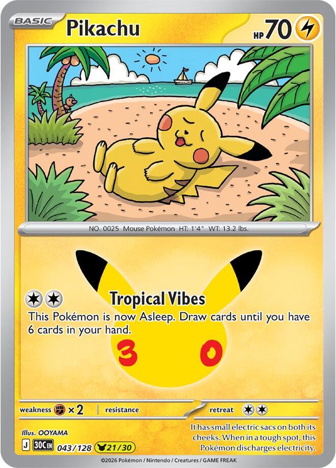 Pikachu 043/128 (ME: 30th Celebration)  - Holofoil | Good Games Adelaide SA