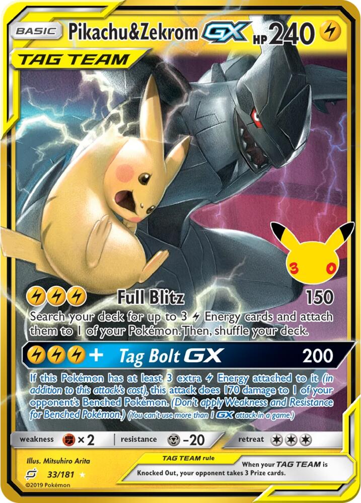 Pikachu & Zekrom GX 33/181 (ME: 30th Celebration Classic Collection)  - Holofoil | Good Games Adelaide SA