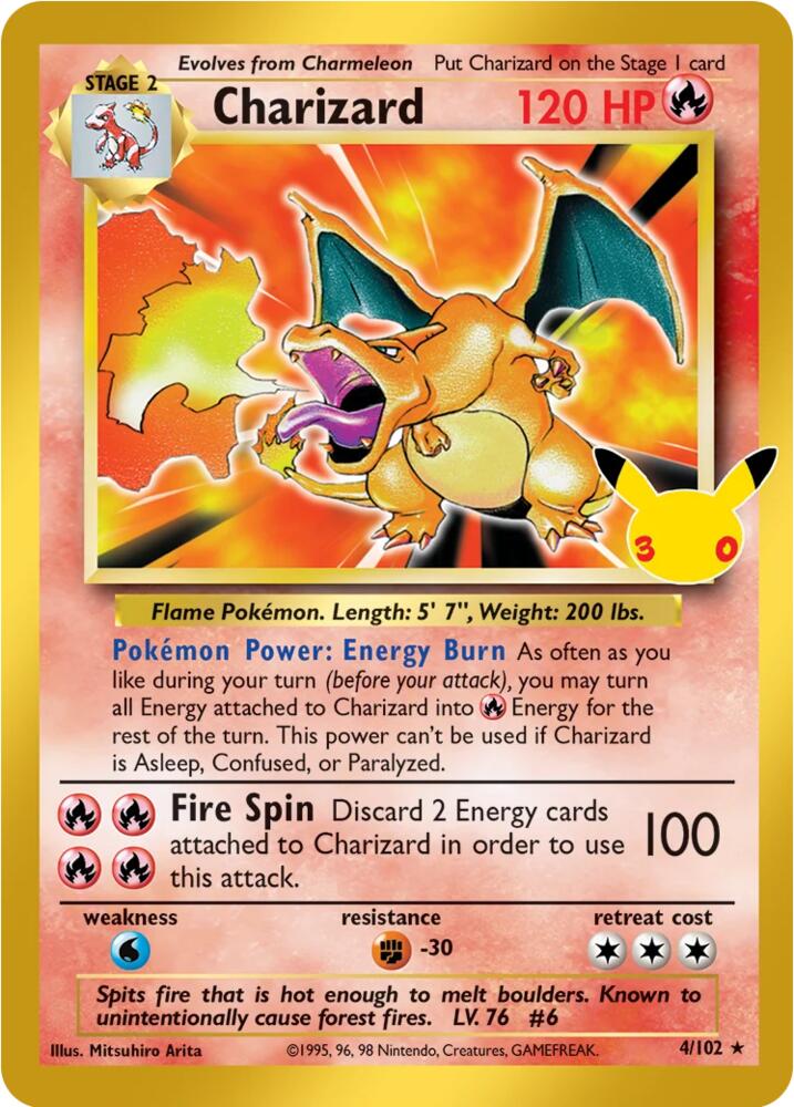 Charizard 4/102 (ME: 30th Celebration Classic Collection)  - Holofoil | Good Games Adelaide SA