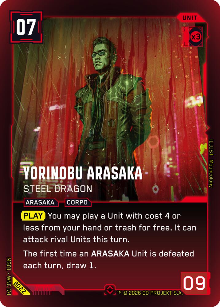 Yorinobu Arasaka - Steel Dragon B022 (Welcome to Night City - Beta)  - Foil | Good Games Adelaide SA
