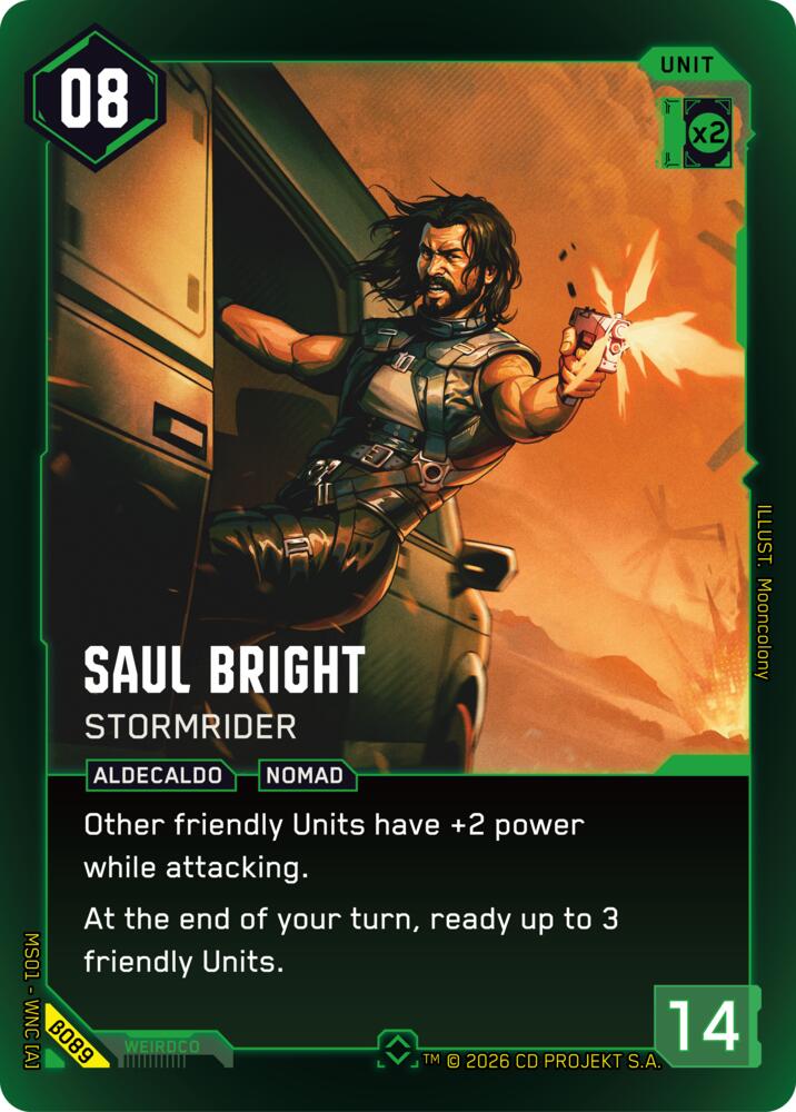 Saul Bright Stormrider B089 (Welcome to Night City - Beta)  - Foil | Good Games Adelaide SA