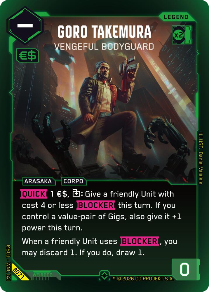 Goro Takemura Vengeful Bodyguard Rare B071 (Welcome to Night City - Beta)  - Foil | Good Games Adelaide SA