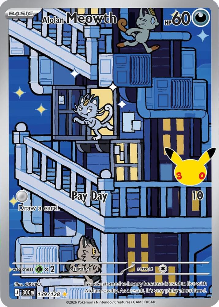 Alolan Meowth 139/128 (ME: 30th Celebration)  - Holofoil | Good Games Adelaide SA