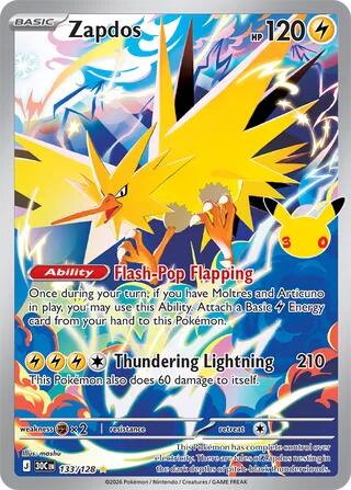 Zapdos 133/128 (ME: 30th Celebration)  - Holofoil | Good Games Adelaide SA