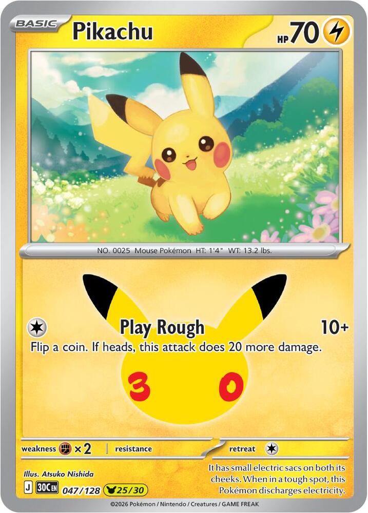 Pikachu 047/128 (ME: 30th Celebration)  - Holofoil | Good Games Adelaide SA