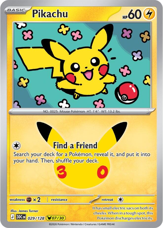 Pikachu 029/128 (ME: 30th Celebration)  - Holofoil | Good Games Adelaide SA