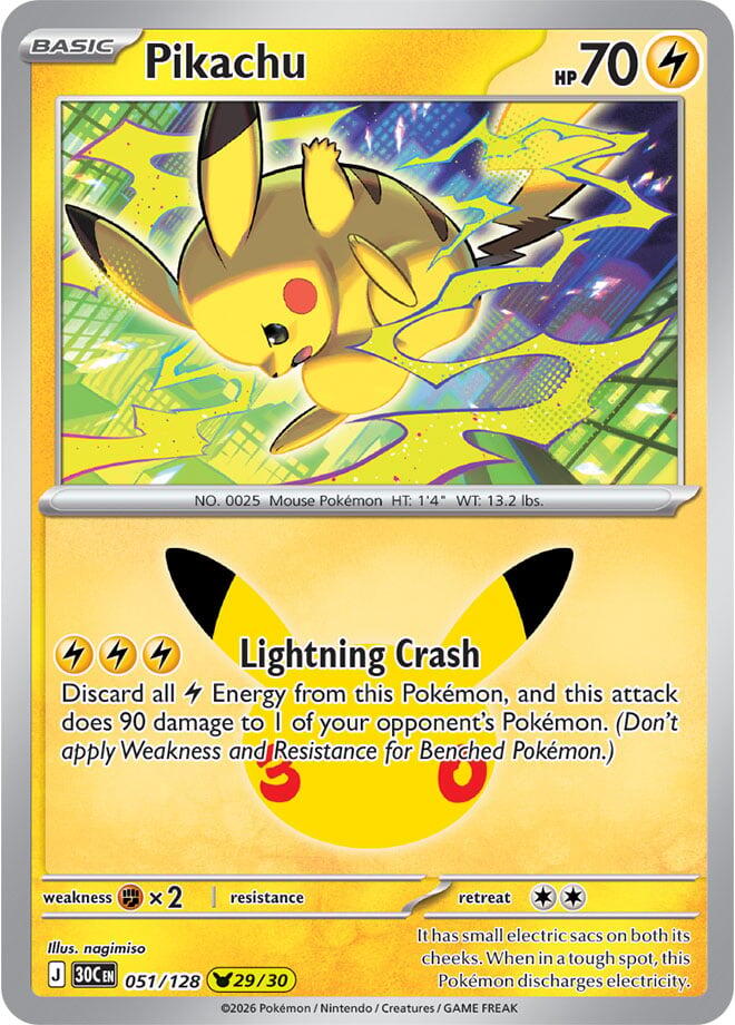Pikachu 051/128 (ME: 30th Celebration)  - Holofoil | Good Games Adelaide SA